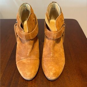 Rag & Bone 35 Harrow Fringe Tan Suede Ankle Boots